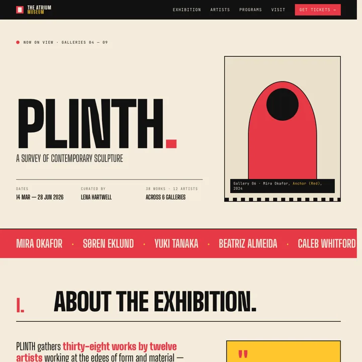 PLINTH exhibition site captured at 1:1 square